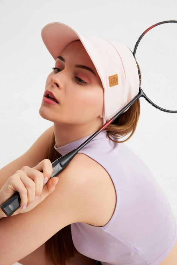Kadın Pudra UV Korumalı Katlanabilir Üstü Açık Yumuşak Siperli %100 Pamuklu Penye Tenis Vizör Şapka - 5