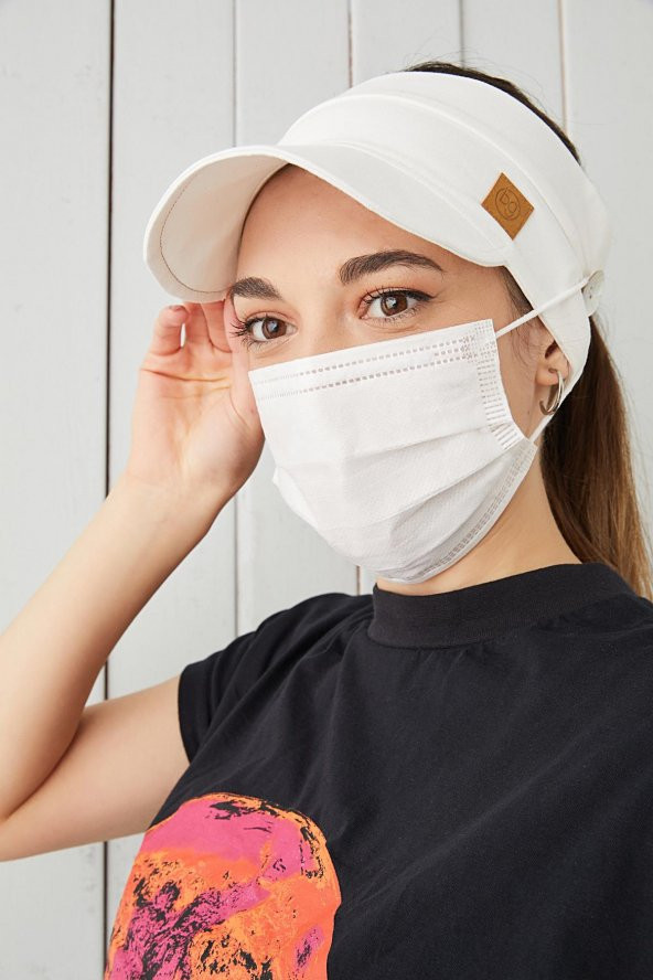 Beyaz Yetişkin Genç Maske Takılabilir Tenis Yazlık vizör spor şapka yumuşak pamuklu Penye