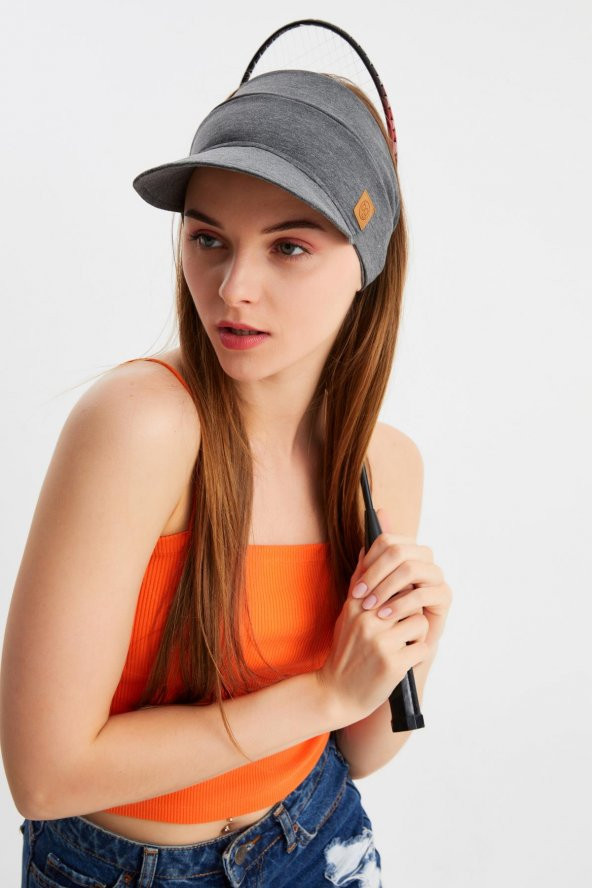 Kadın Füme UV Korumalı Katlanabilir Üstü Açık Yumuşak Siperli %100 Pamuklu Penye Tenis Vizör Şapka - 2