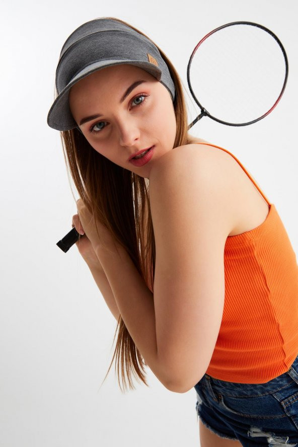 Kadın Füme UV Korumalı Katlanabilir Üstü Açık Yumuşak Siperli %100 Pamuklu Penye Tenis Vizör Şapka - 3