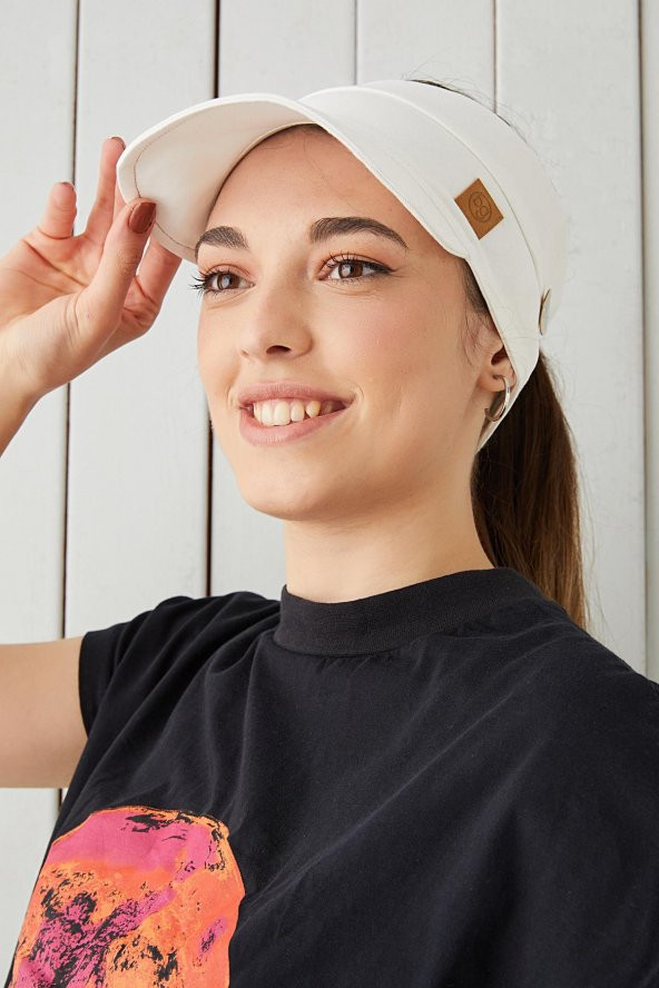 Beyaz Yetişkin Genç Maske Takılabilir Tenis Yazlık vizör spor şapka yumuşak pamuklu Penye - 5