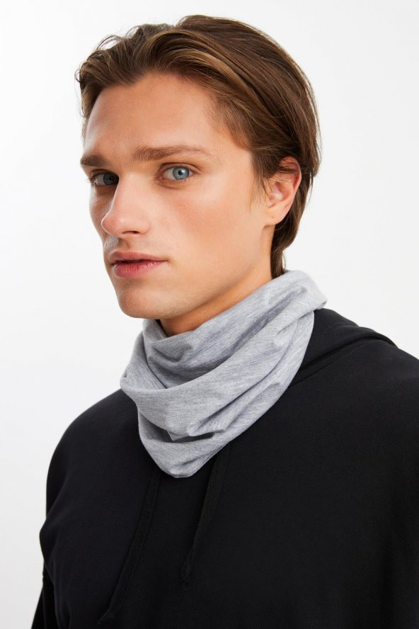 Açık Gri Erkek 4 fonksiyonlu Koruyucu  Pamuklu, Esnek, Terletmez, Bandana, Boyunluk, Buff, Maske - 4