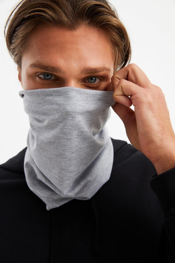 Açık Gri Erkek 4 fonksiyonlu Koruyucu  Pamuklu, Esnek, Terletmez, Bandana, Boyunluk, Buff, Maske - 5