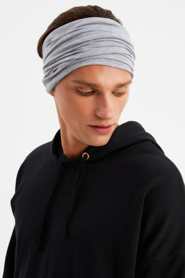 Açık Gri Erkek 4 fonksiyonlu Koruyucu  Pamuklu, Esnek, Terletmez, Bandana, Boyunluk, Buff, Maske - 6