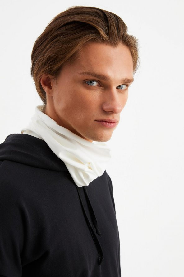 Beyaz Erkek 4 fonksiyonlu Koruyucu Pamuklu, Esnek, Terletmez, Bandana, Boyunluk, Buff, Maske