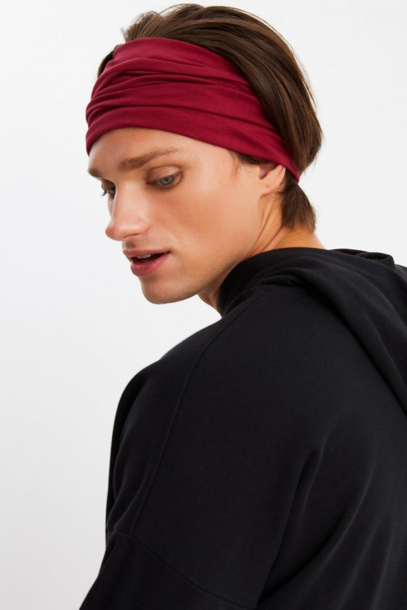 Bordo Erkek 4 fonksiyonlu Koruyucu Pamuklu, Esnek, Terletmez, Bandana, Boyunluk, Buff, Maske - 2