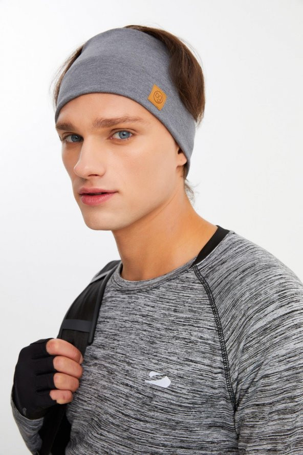 Açık Gri Erkek Pamuklu Termal, Kaymaz, Terletmez, Ultra Hafif, Spor Saç Bandı Bandana Buff