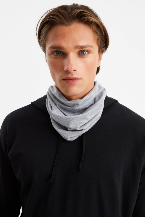 Açık Gri Erkek 4 fonksiyonlu Koruyucu  Pamuklu, Esnek, Terletmez, Bandana, Boyunluk, Buff, Maske - 8