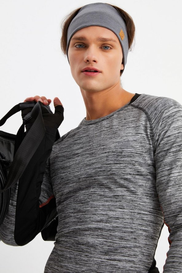 Açık Gri Erkek Pamuklu Termal, Kaymaz, Terletmez, Ultra Hafif, Spor Saç Bandı Bandana Buff - 2