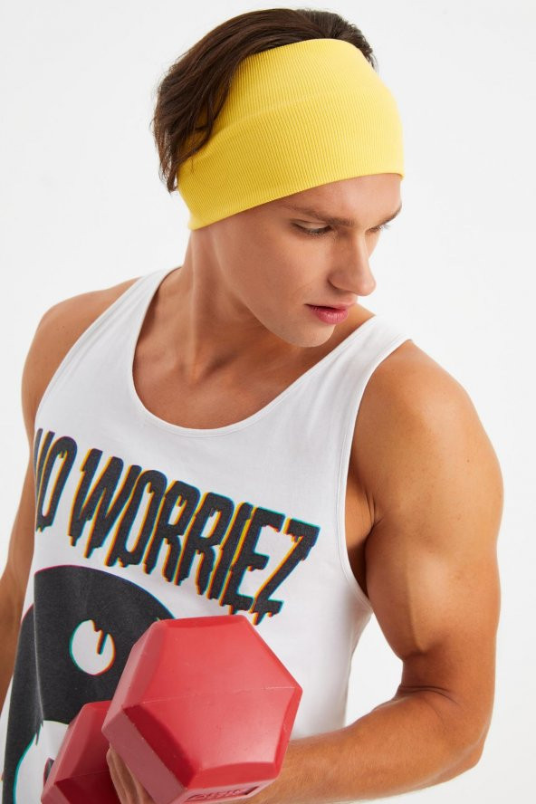 Sarı Erkek Pamuklu Kaşkorse, Kaymaz, Terletmez, Ultra Hafif, Spor Saç Bandı Bandana Buff