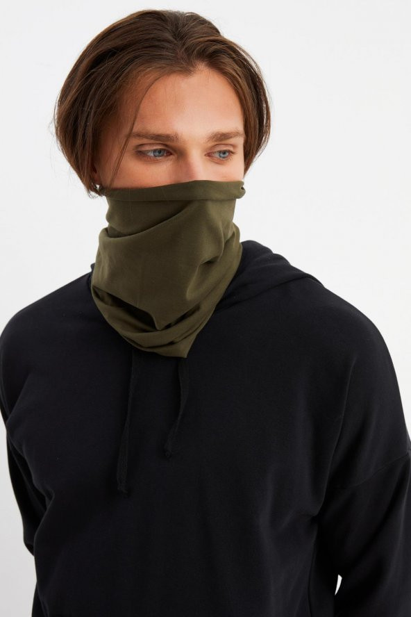 HAKİ Erkek 4 fonksiyonlu Koruyucu  Pamuklu, Esnek, Terletmez, Bandana, Boyunluk, Buff, Maske - 4