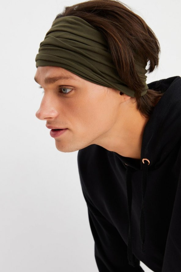 HAKİ Erkek 4 fonksiyonlu Koruyucu  Pamuklu, Esnek, Terletmez, Bandana, Boyunluk, Buff, Maske - 5