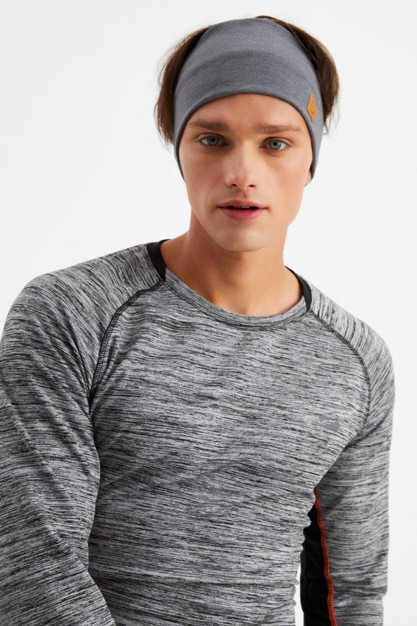 Açık Gri Erkek Pamuklu Termal, Kaymaz, Terletmez, Ultra Hafif, Spor Saç Bandı Bandana Buff - 4