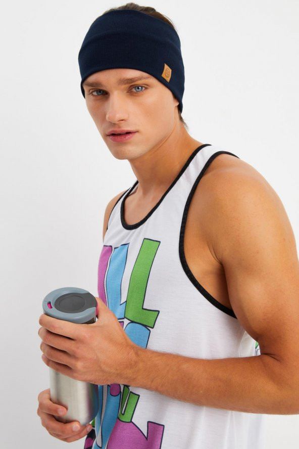Lacivert Erkek Pamuklu Kaşkorse, Kaymaz, Terletmez, Ultra Hafif, Spor Saç Bandı Bandana Buff - 3