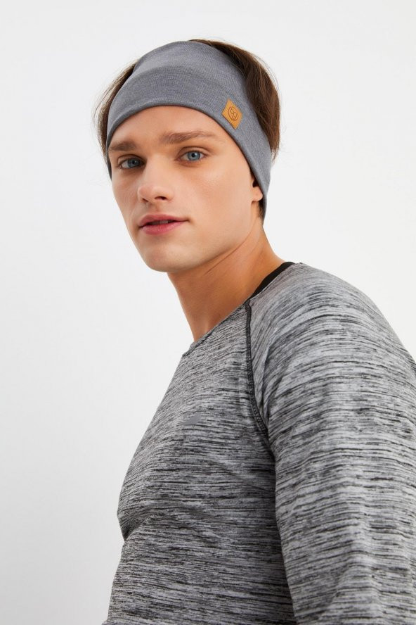 Açık Gri Erkek Pamuklu Termal, Kaymaz, Terletmez, Ultra Hafif, Spor Saç Bandı Bandana Buff - 5