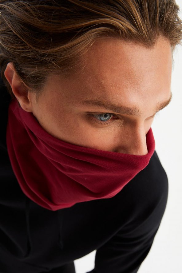 Bordo Erkek 4 fonksiyonlu Koruyucu Pamuklu, Esnek, Terletmez, Bandana, Boyunluk, Buff, Maske - 8