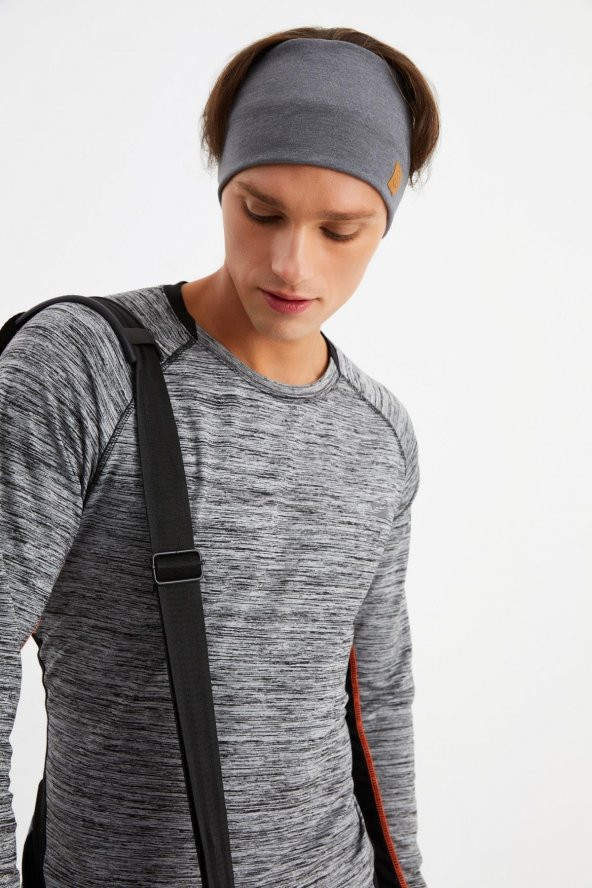 Açık Gri Erkek Pamuklu Termal, Kaymaz, Terletmez, Ultra Hafif, Spor Saç Bandı Bandana Buff - 6