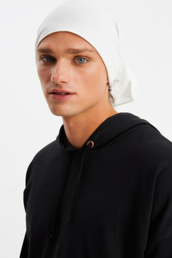 Beyaz Erkek 4 fonksiyonlu Koruyucu  Pamuklu, Esnek, Terletmez, Bandana, Boyunluk, Buff, Maske - 6
