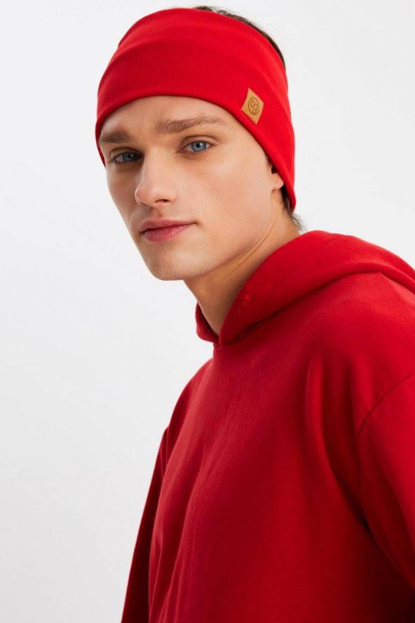Kırmızı Erkek Pamuklu Kaşkorse, Kaymaz, Terletmez, Ultra Hafif, Spor Saç Bandı Bandana Buff