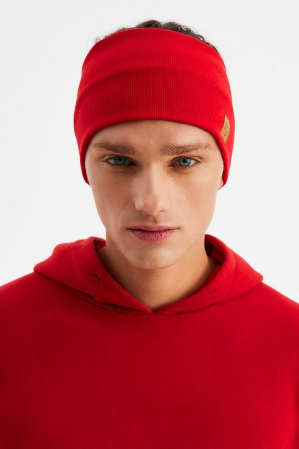 Kırmızı Erkek Pamuklu Kaşkorse, Kaymaz, Terletmez, Ultra Hafif, Spor Saç Bandı Bandana Buff - 2