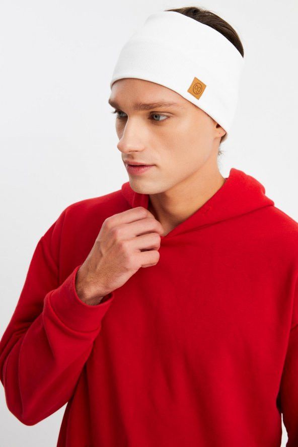 Beyaz Erkek Pamuklu Kaşkorse, Kaymaz, Terletmez, Ultra Hafif, Spor Saç Bandı Bandana Buff