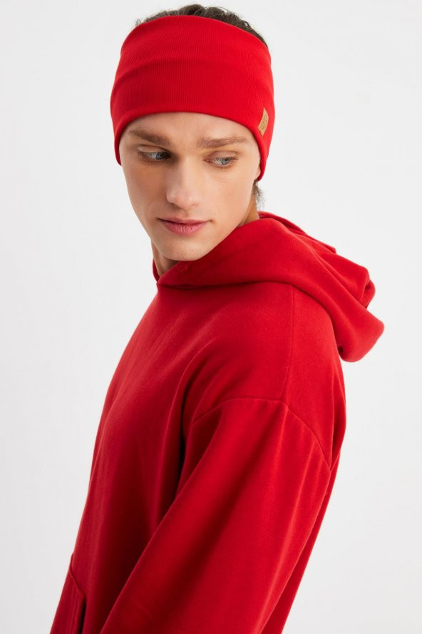 Kırmızı Erkek Pamuklu Kaşkorse, Kaymaz, Terletmez, Ultra Hafif, Spor Saç Bandı Bandana Buff - 4