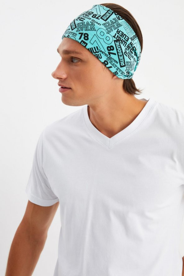 Turquaz Erkek Pamuklu Penye, Kaymaz, Ultra Hafif, Spor Geniş Saç Bandı Bandana Buff