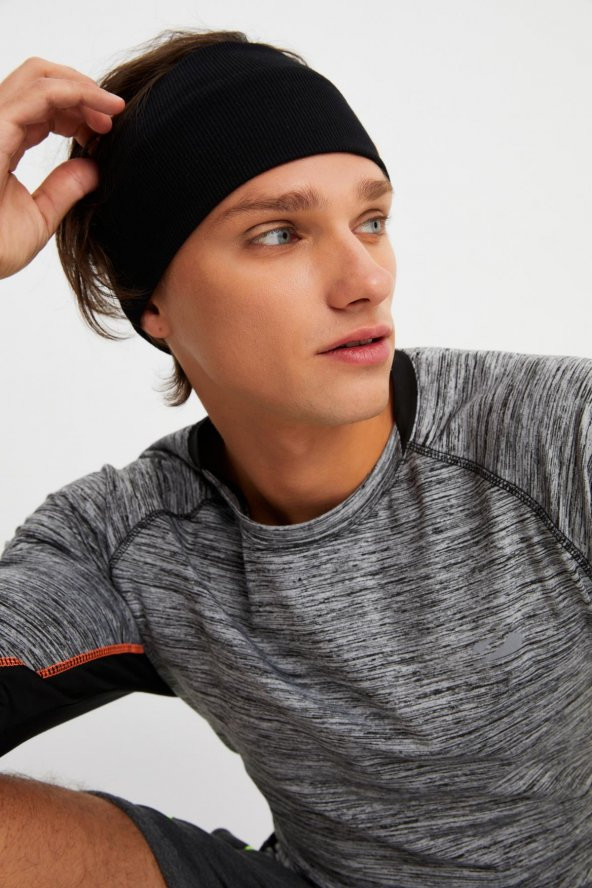 Siyah Erkek Pamuklu Kaşkorse, Kaymaz, Terletmez, Ultra Hafif, Spor Saç Bandı Bandana Buff - 2