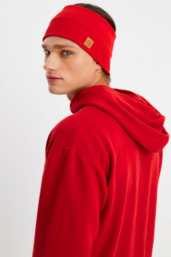 Kırmızı Erkek Pamuklu Kaşkorse, Kaymaz, Terletmez, Ultra Hafif, Spor Saç Bandı Bandana Buff - 5
