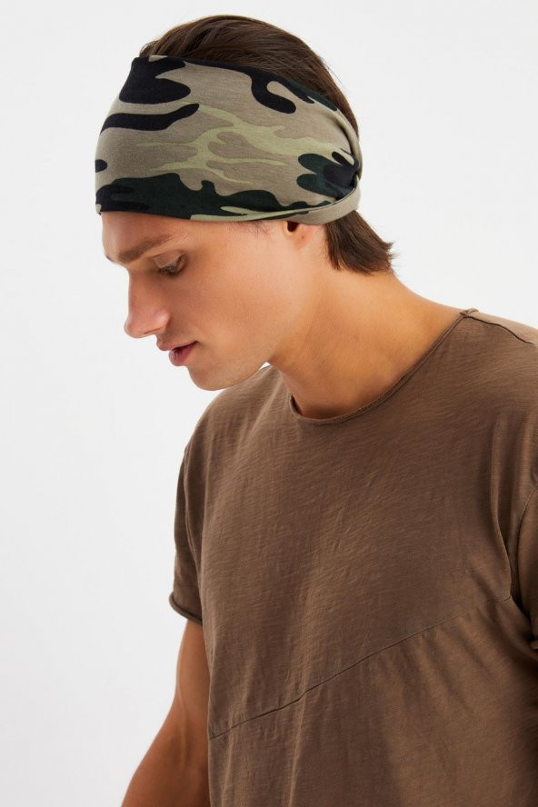 Kamuflaj Erkek Pamuklu Penye, Kaymaz, Ultra Hafif, Spor Geniş Saç Bandı Bandana Buff - 3
