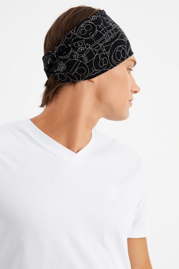Siyah-melanj Erkek Pamuklu Penye, Kaymaz, Ultra Hafif, Spor Geniş Saç Bandı Bandana Buff - 4