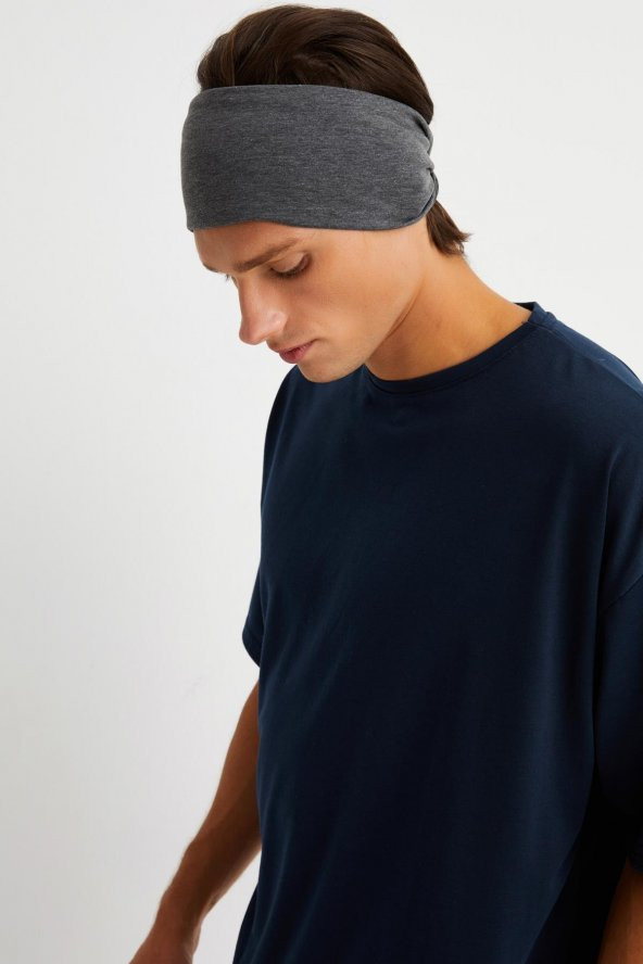 Füme Erkek Pamuklu Penye, Kaymaz, Ultra Hafif, Spor Geniş Saç Bandı Bandana Buff - 2