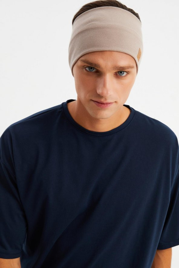 Bej Erkek Pamuklu Kaşkorse, Kaymaz, Terletmez, Ultra Hafif, Spor Saç Bandı Bandana Buff - 2