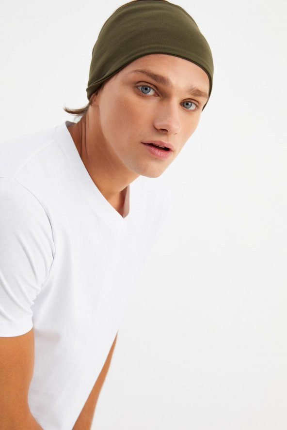Haki Erkek Pamuklu Penye, Kaymaz, Ultra Hafif, Spor Geniş Saç Bandı Bandana Buff - 2