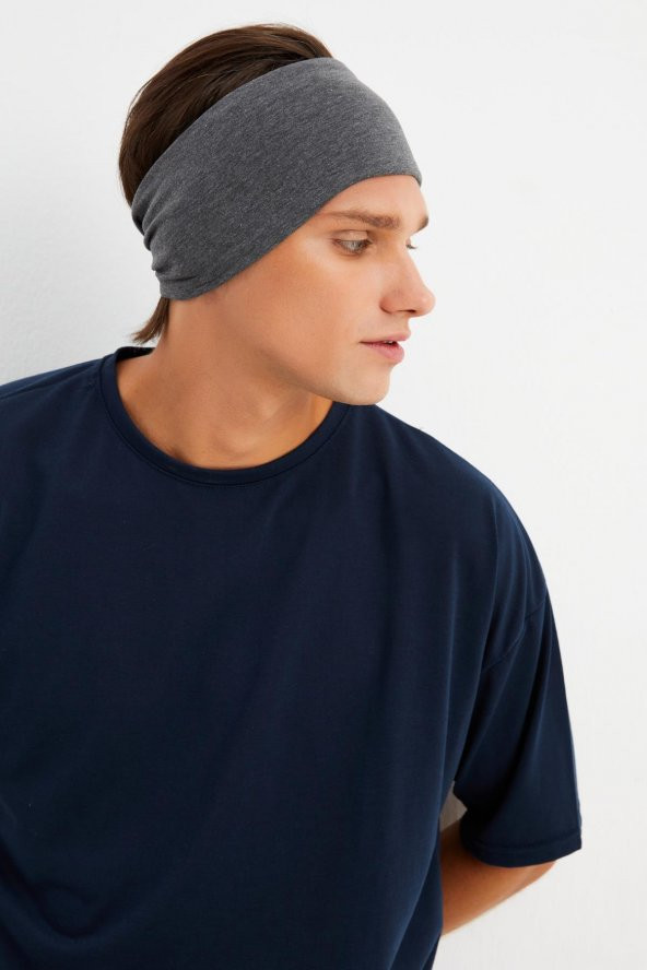 Füme Erkek Pamuklu Penye, Kaymaz, Ultra Hafif, Spor Geniş Saç Bandı Bandana Buff - 3