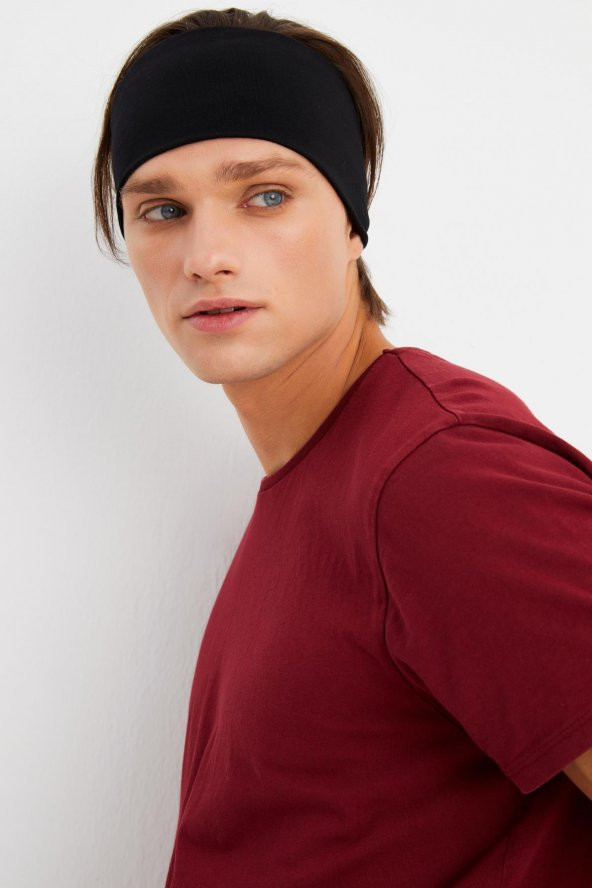 Lacivert Erkek Pamuklu Penye, Kaymaz, Ultra Hafif, Spor Geniş Saç Bandı Bandana Buff - 2