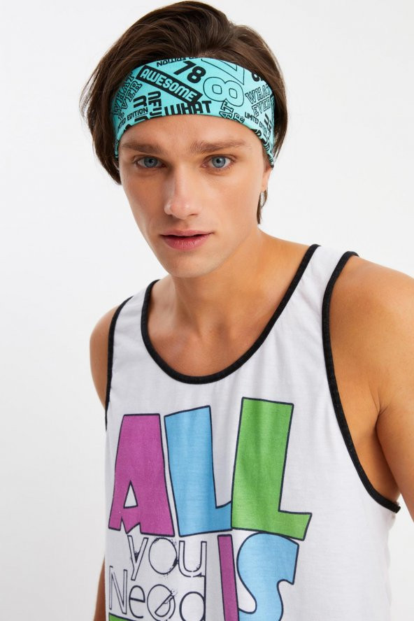 Turquaz Erkek Pamuklu Penye, Kaymaz, Terletmez, Ultra Hafif, Spor Saç Bandı Bandana