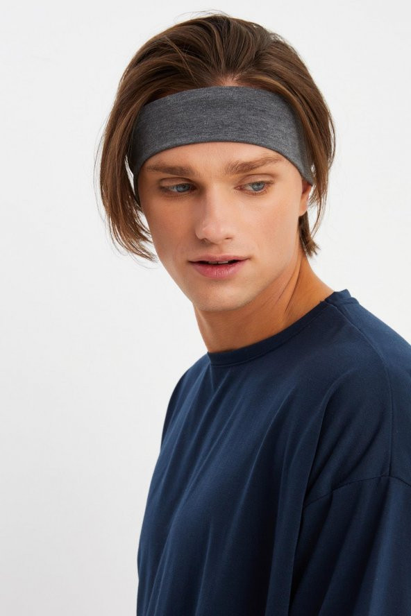 Füme Erkek Pamuklu Penye, Kaymaz, Terletmez, Ultra Hafif, Spor Saç Bandı Bandana - 3