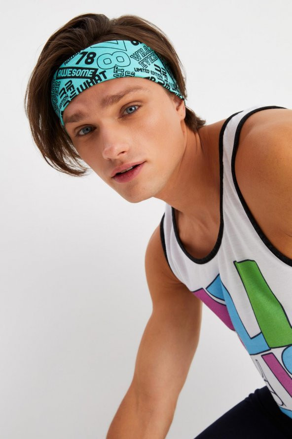 Turquaz Erkek Pamuklu Penye, Kaymaz, Terletmez, Ultra Hafif, Spor Saç Bandı Bandana - 6