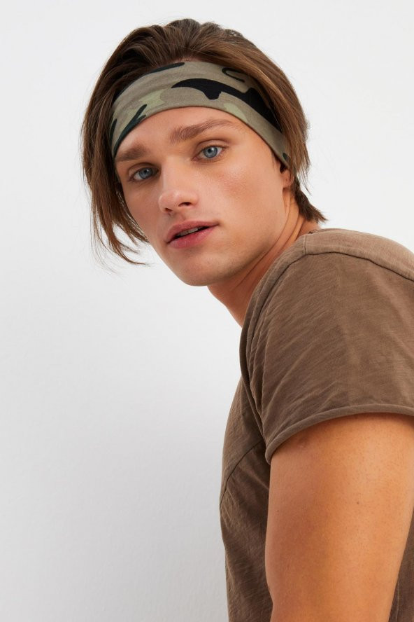 Kamuflaj Erkek Pamuklu Penye, Kaymaz, Terletmez, Ultra Hafif, Spor Saç Bandı Bandana - 3