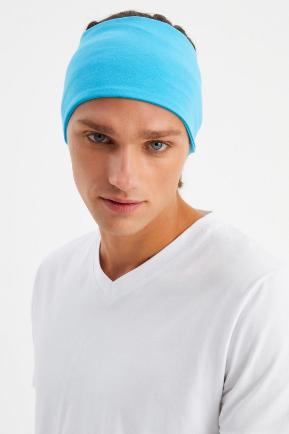 Aqua Erkek Pamuklu Penye, Kaymaz, Ultra Hafif, Spor Geniş Saç Bandı Bandana Buff - 3