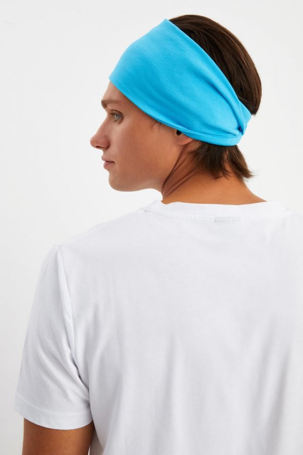 Aqua Erkek Pamuklu Penye, Kaymaz, Ultra Hafif, Spor Geniş Saç Bandı Bandana Buff - 5