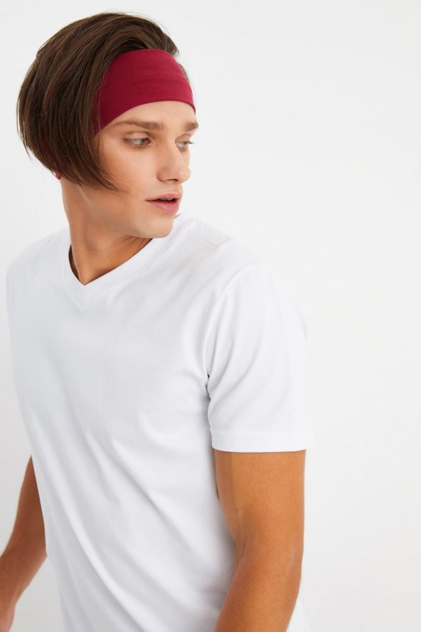 Bordo Erkek Pamuklu Penye, Kaymaz, Terletmez, Ultra Hafif, Spor Saç Bandı Bandana