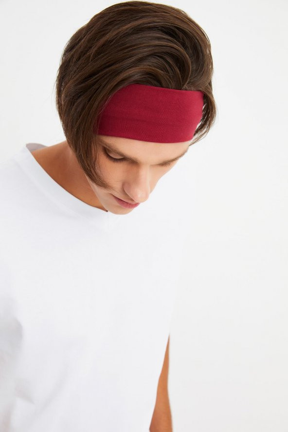 Bordo Erkek Pamuklu Penye, Kaymaz, Terletmez, Ultra Hafif, Spor Saç Bandı Bandana - 4