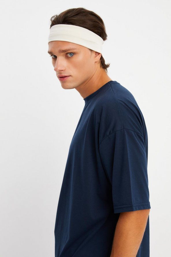 Bej Erkek Pamuklu Penye, Kaymaz, Terletmez, Ultra Hafif, Spor Saç Bandı Bandana - 4