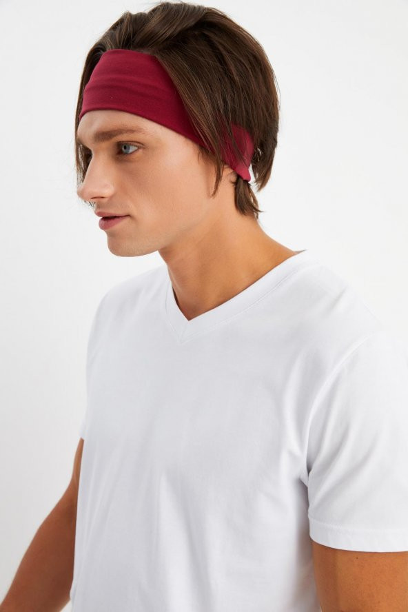 Bordo Erkek Pamuklu Penye, Kaymaz, Terletmez, Ultra Hafif, Spor Saç Bandı Bandana - 6