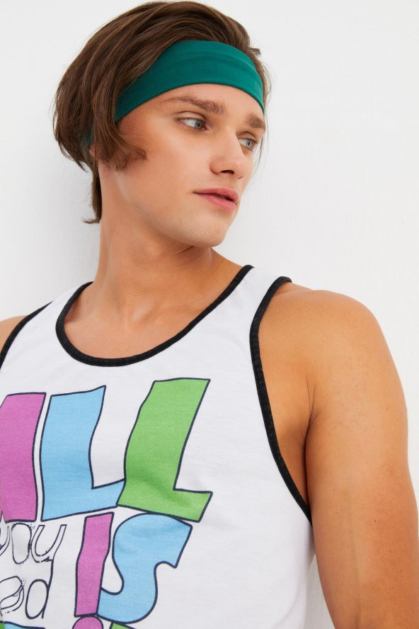 Zümrüt Yeşil Erkek Pamuklu Penye, Kaymaz, Terletmez, Ultra Hafif, Spor Saç Bandı Bandana - 4