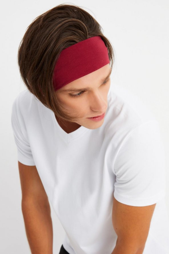 Bordo Erkek Pamuklu Penye, Kaymaz, Terletmez, Ultra Hafif, Spor Saç Bandı Bandana - 9