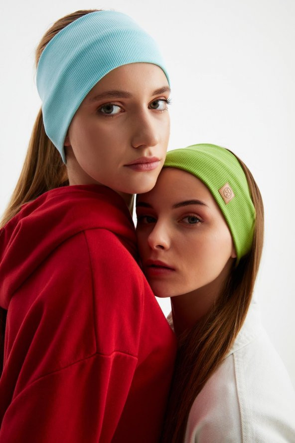 Aqua-Çimen Yeşil 2'li Pamuklu Kaşkorse, Kaymaz, Terletmez, Ultra Hafif, Spor Saç Bandı Bandana Buff