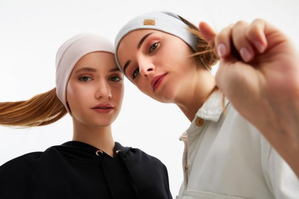 Pudra-Melanj 2'li Pamuklu Kaşkorse, Kaymaz, Terletmez, Ultra Hafif, Spor Saç Bandı Bandana Buff - Resim 3